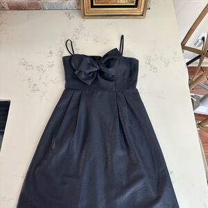 Gal Meets Glam Elegant Blue Shimmer Dress with Bow Detail Size 10